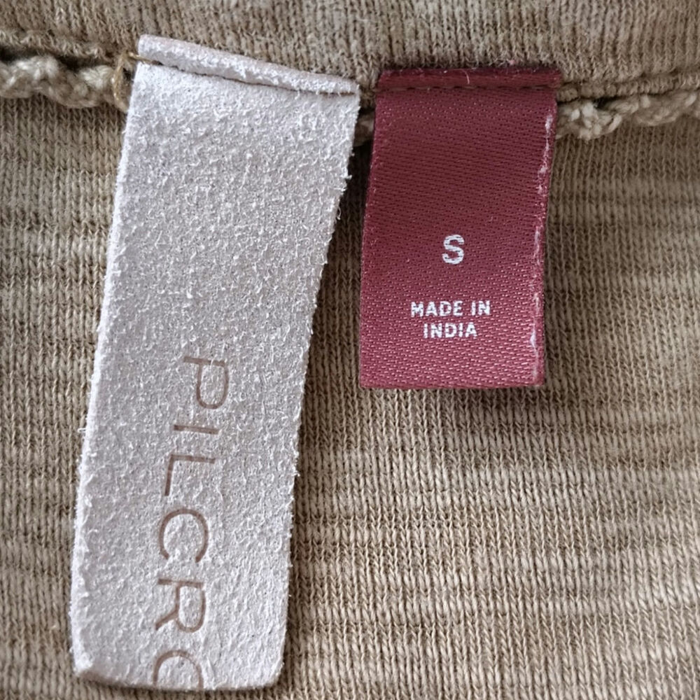 Anthropologie Pilcro Frayed Trim Boho Western Button Front Blouse Small Beige - Picture 5 of 5